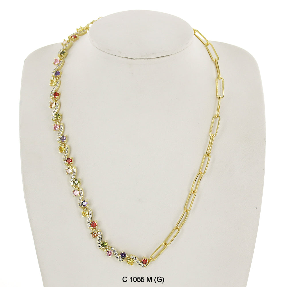 CZ Stones Chocker Chain Necklace C 1055 M (G)