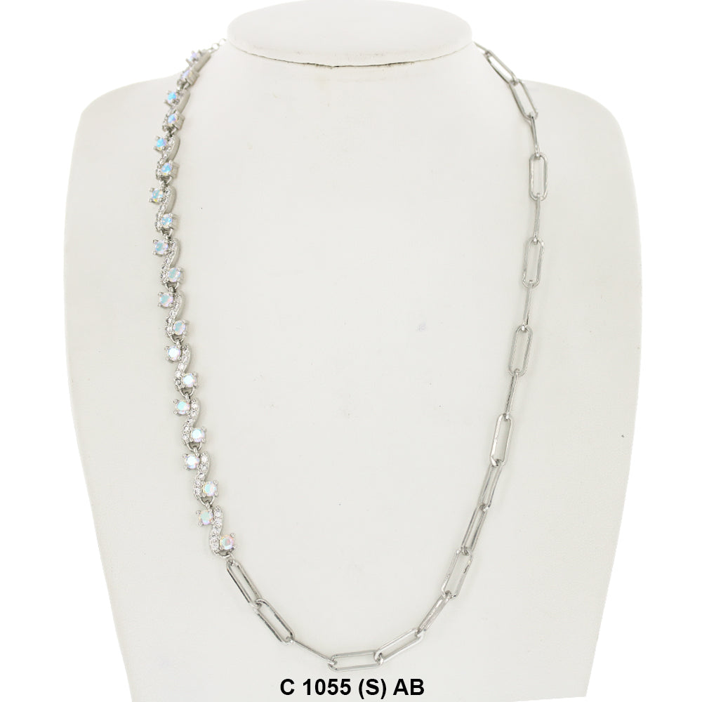 CZ Stones Chocker Chain Necklace C 1055 (S) AB