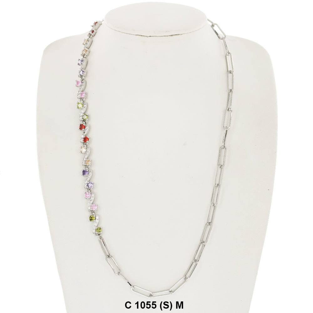 CZ Stones Chocker Chain Necklace C 1055 (S) M