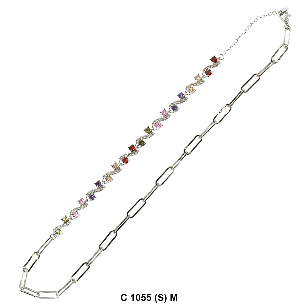 CZ Stones Chocker Chain Necklace C 1055 (S) M