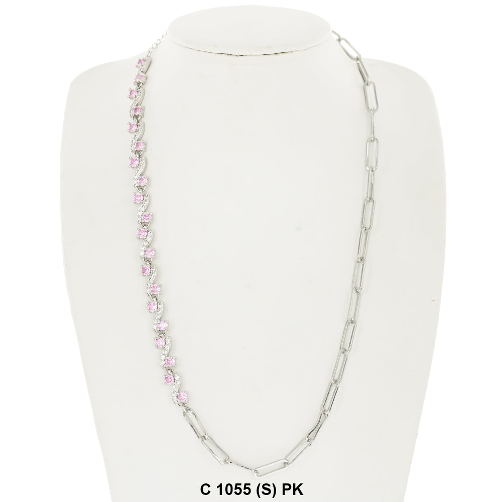 CZ Stones Chocker Chain Necklace C 1055 (S) PK
