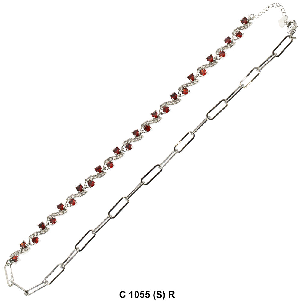 CZ Stones Chocker Chain Necklace C 1055 (S) R