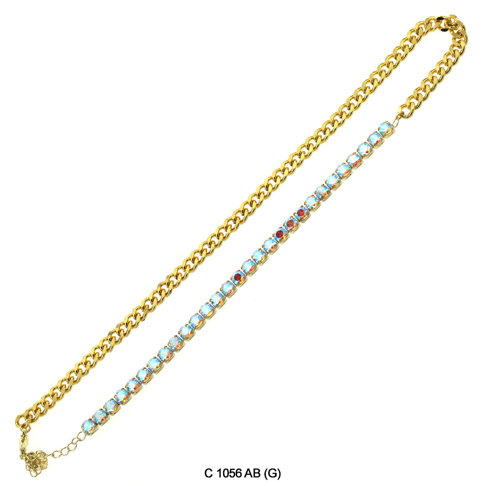 CZ Stones Chocker Chain Necklace C 1056 AB (G)