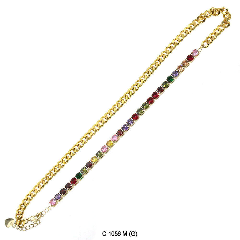 CZ Stones Chocker Chain Necklace C 1056 M (G)