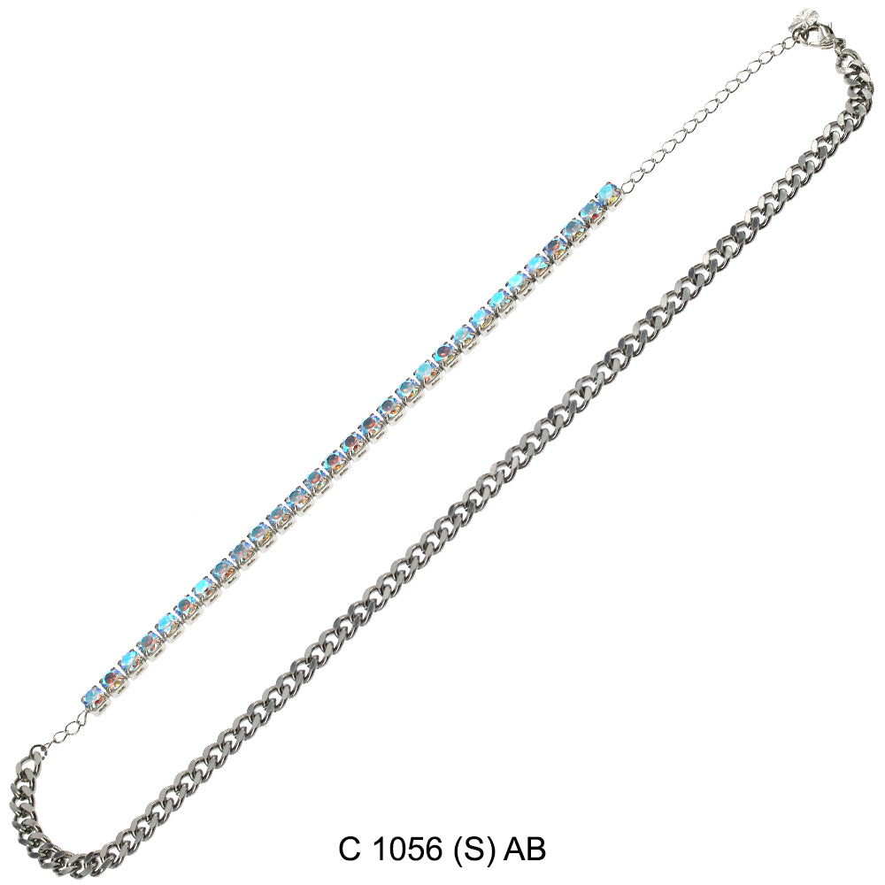 CZ Stones Chocker Chain Necklace C 1056 (S) AB