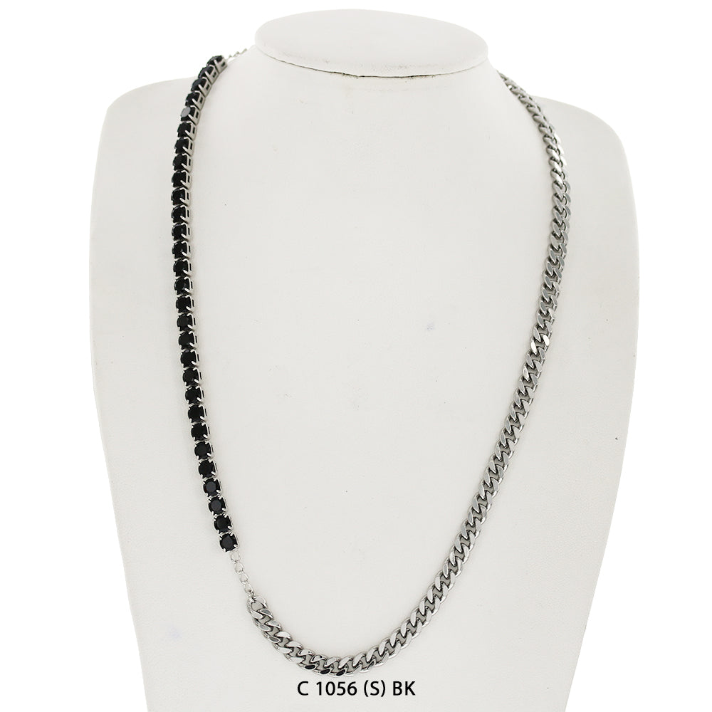 CZ Stones Chocker Chain Necklace C 1056 (S) BK