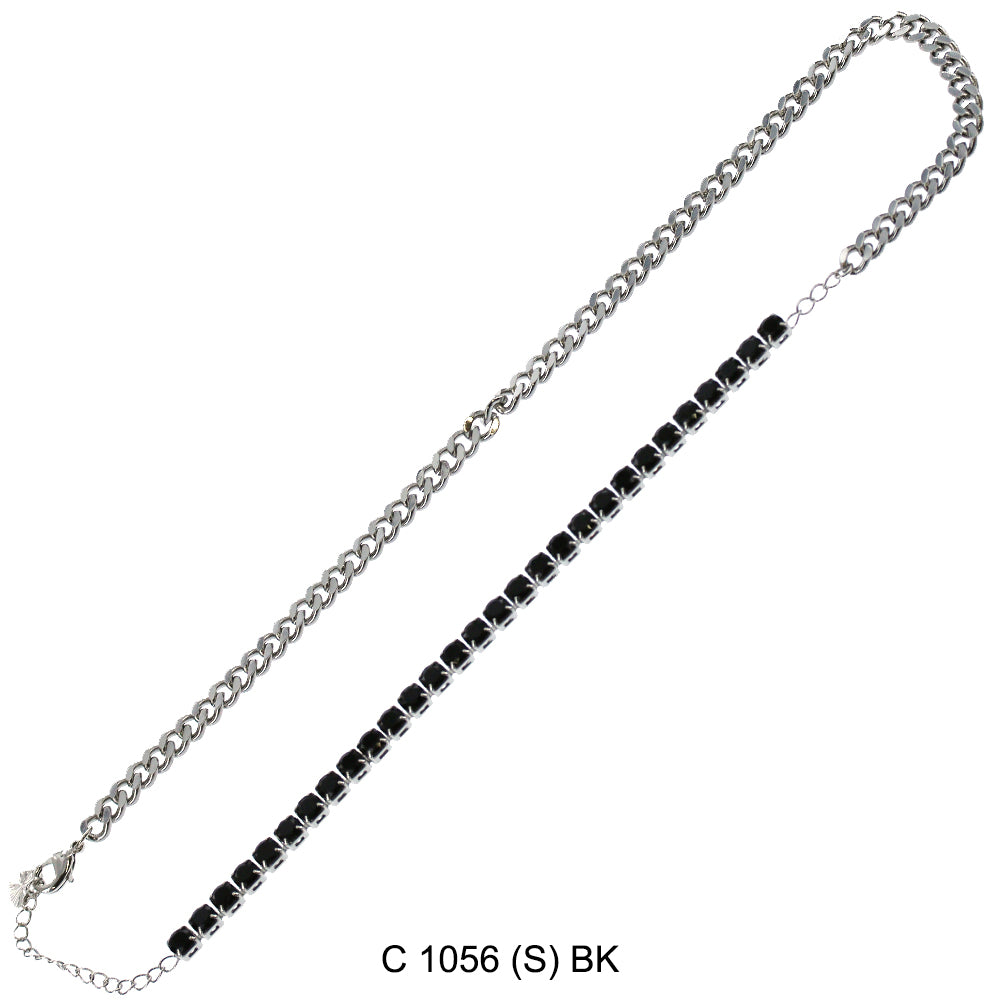 CZ Stones Chocker Chain Necklace C 1056 (S) BK