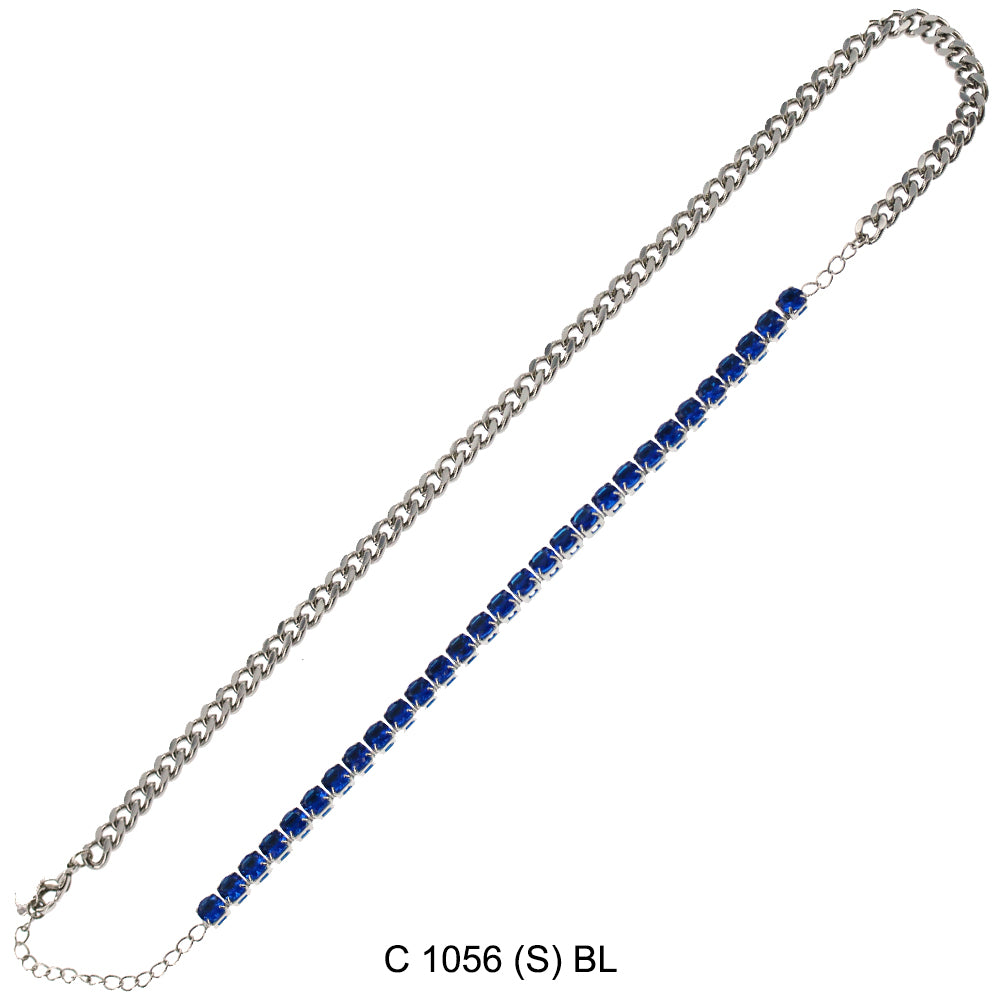 CZ Stones Chocker Chain Necklace C 1056 (S) BL