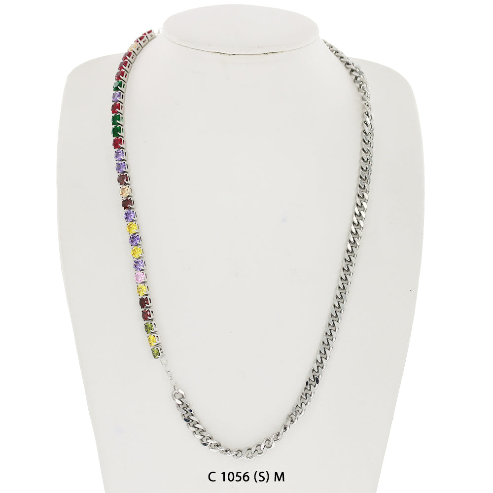 CZ Stones Chocker Chain Necklace C 1056 (S) M