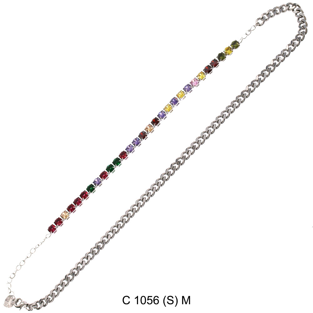 CZ Stones Chocker Chain Necklace C 1056 (S) M