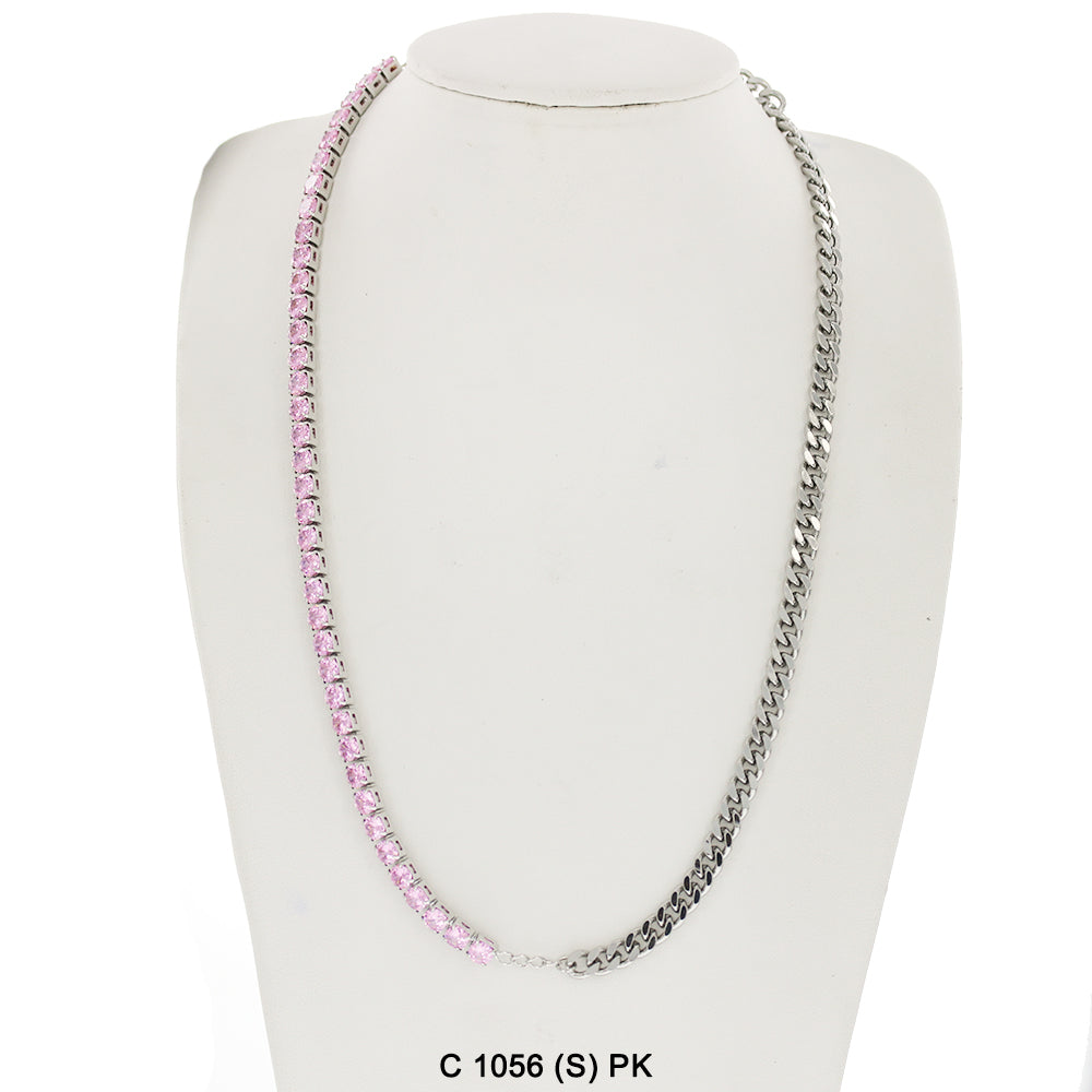 CZ Stones Chocker Chain Necklace C 1056 (S) PK