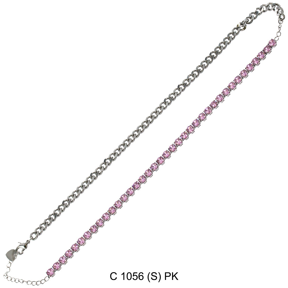 CZ Stones Chocker Chain Necklace C 1056 (S) PK