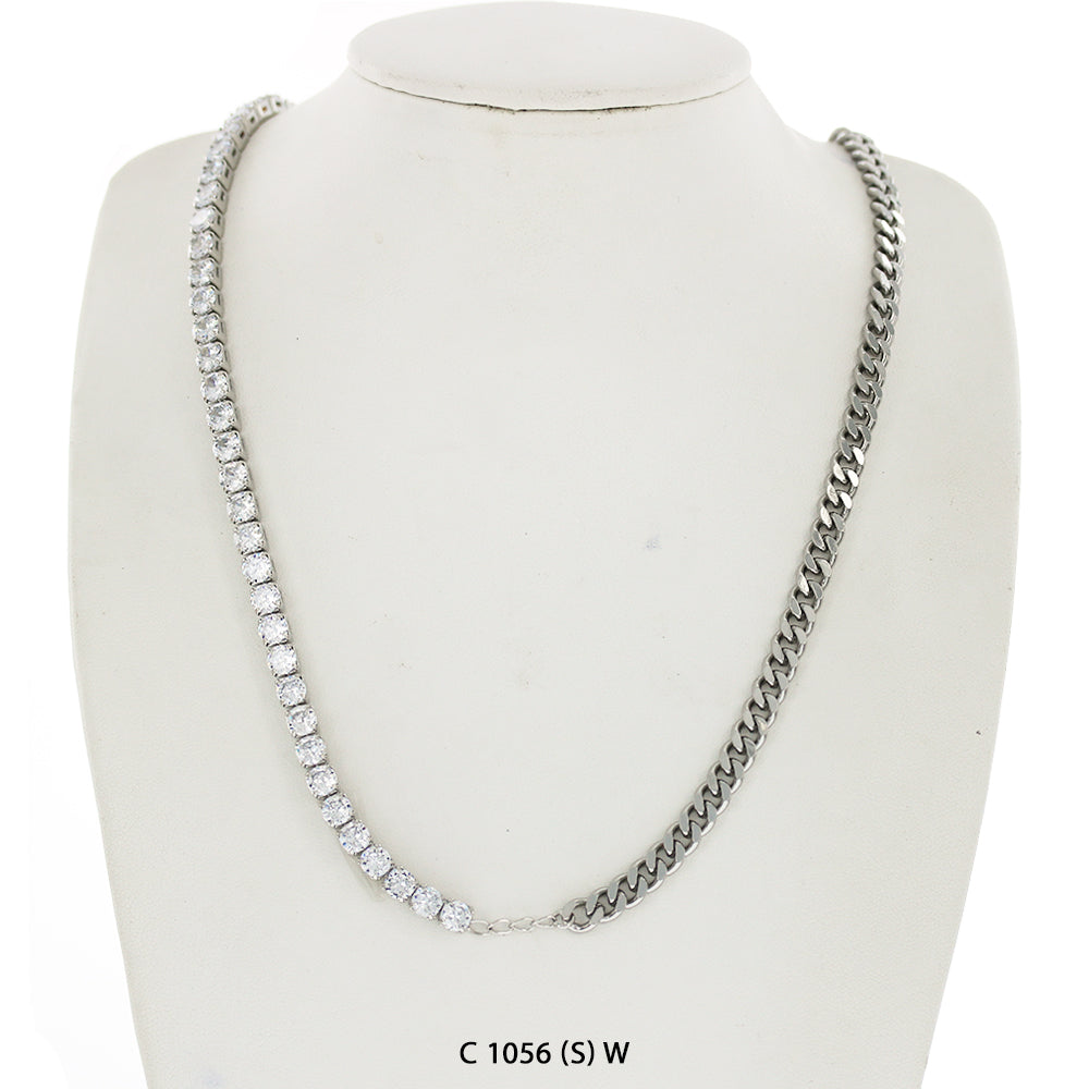 CZ Stones Chocker Chain Necklace C 1056 (S) W