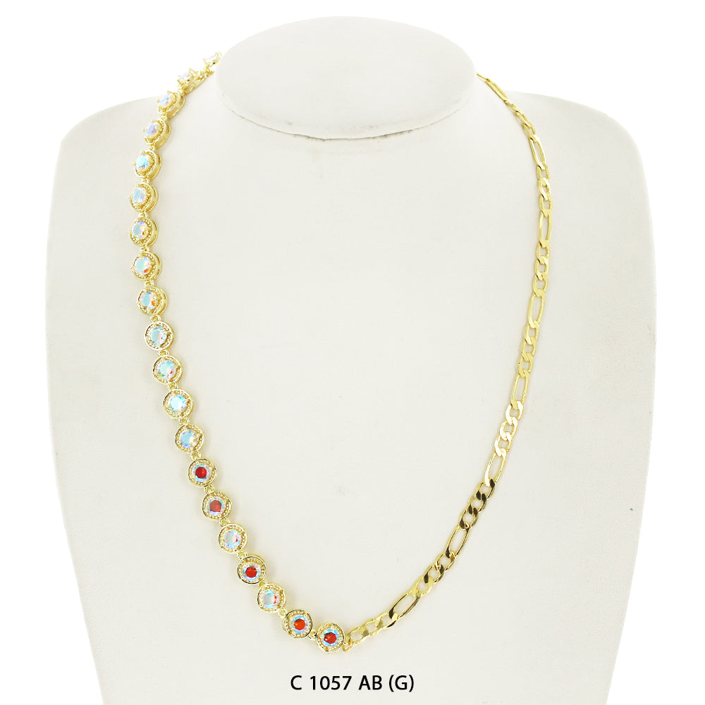 CZ Stones Chocker Chain Necklace C 1057 AB (G)