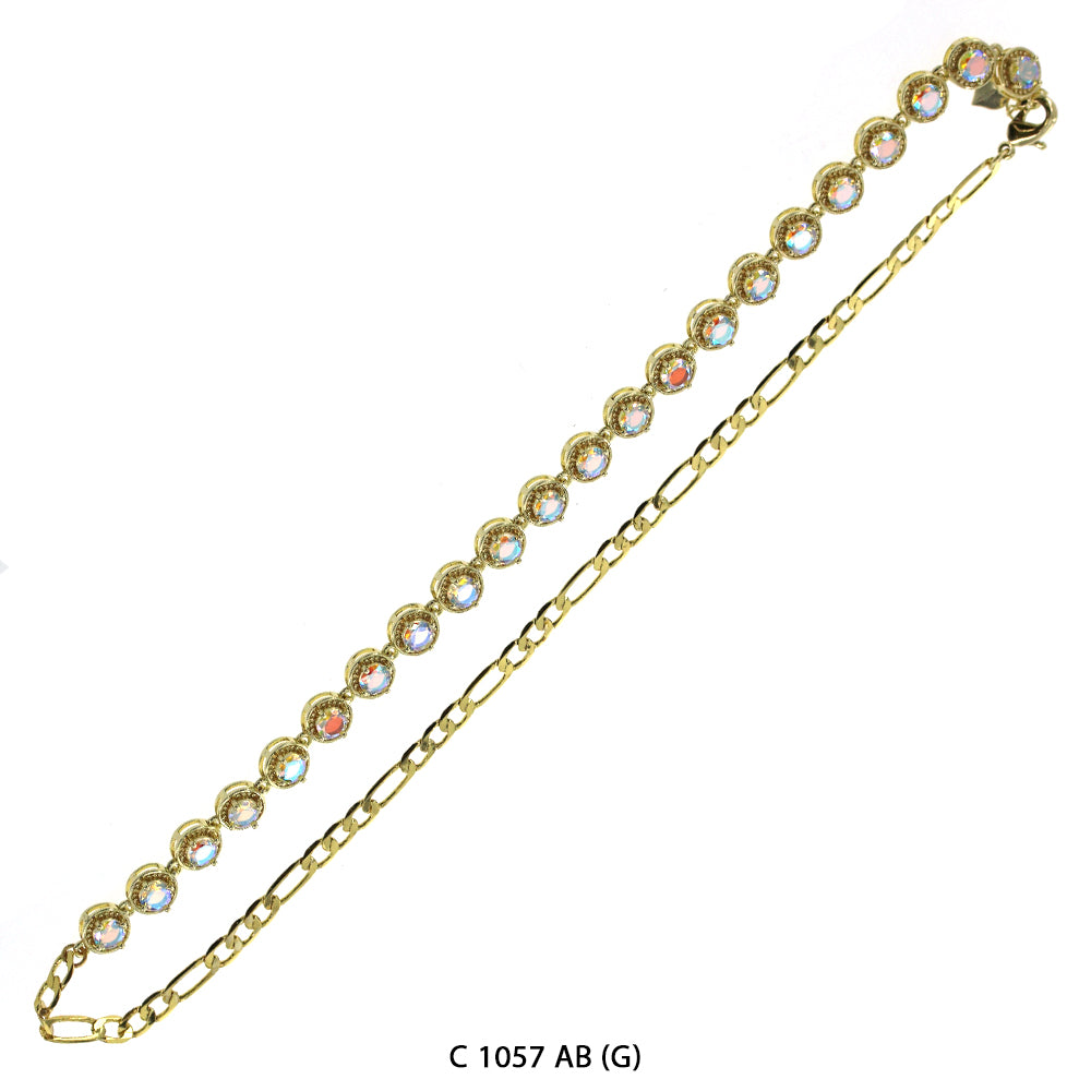 CZ Stones Chocker Chain Necklace C 1057 AB (G)