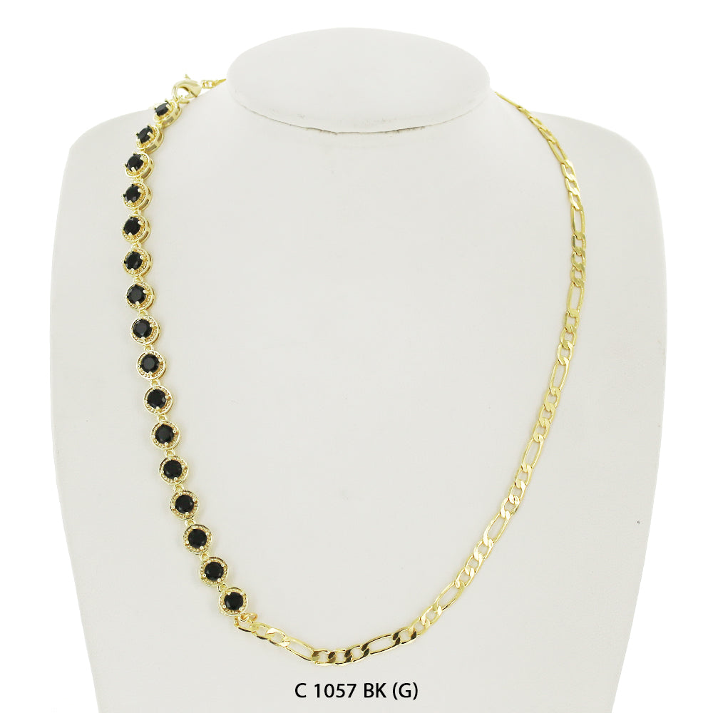 CZ Stones Chocker Chain Necklace C 1057 BK (G)