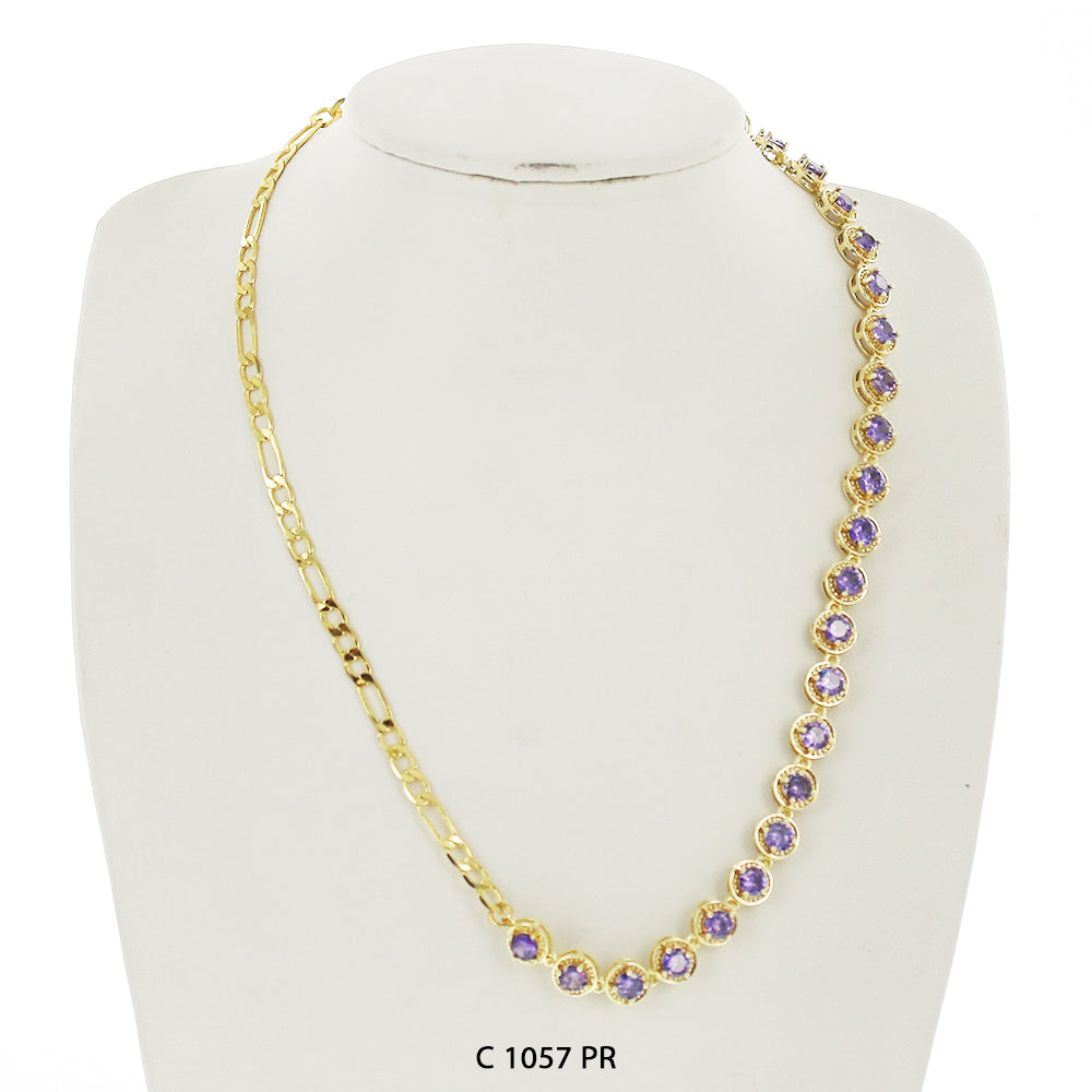 CZ Stones Chocker Chain Necklace C 1057 PR (G)