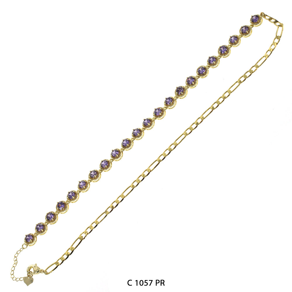 CZ Stones Chocker Chain Necklace C 1057 PR (G)