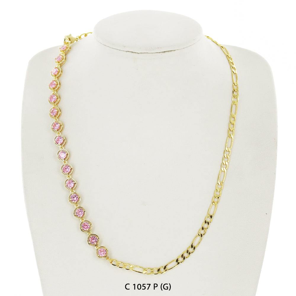 CZ Stones Chocker Chain Necklace C 1057 P (G)