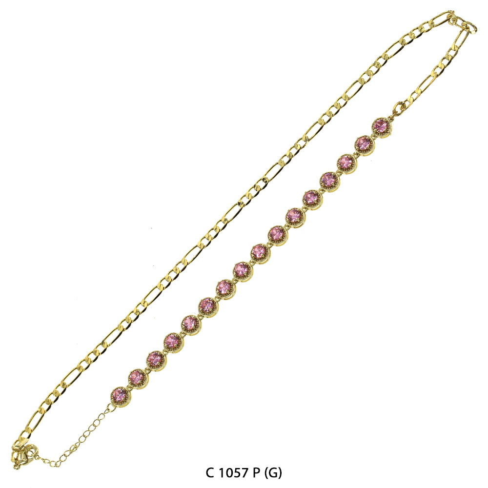 CZ Stones Chocker Chain Necklace C 1057 P (G)