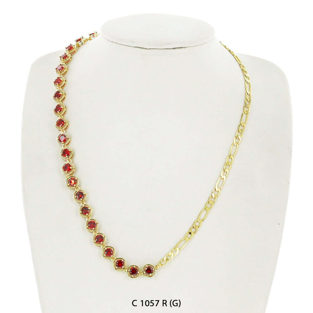 CZ Stones Chocker Chain Necklace C 1057 R (G)