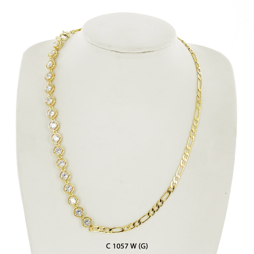 CZ Stones Chocker Chain Necklace C 1057 W (G)