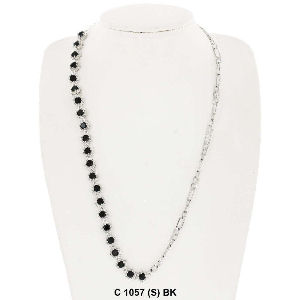 CZ Stones Chocker Chain Necklace C 1057 (S) BK