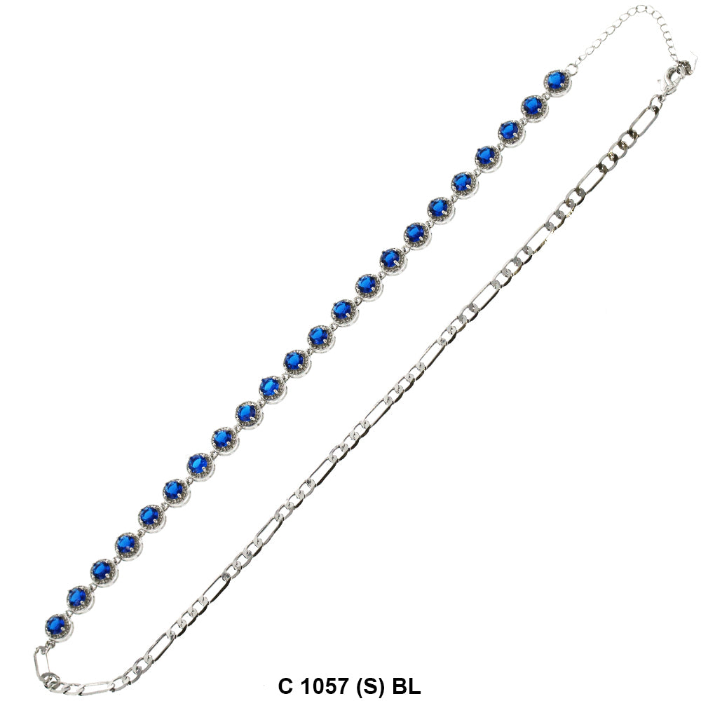 CZ Stones Chocker Chain Necklace C 1057 (S) BL