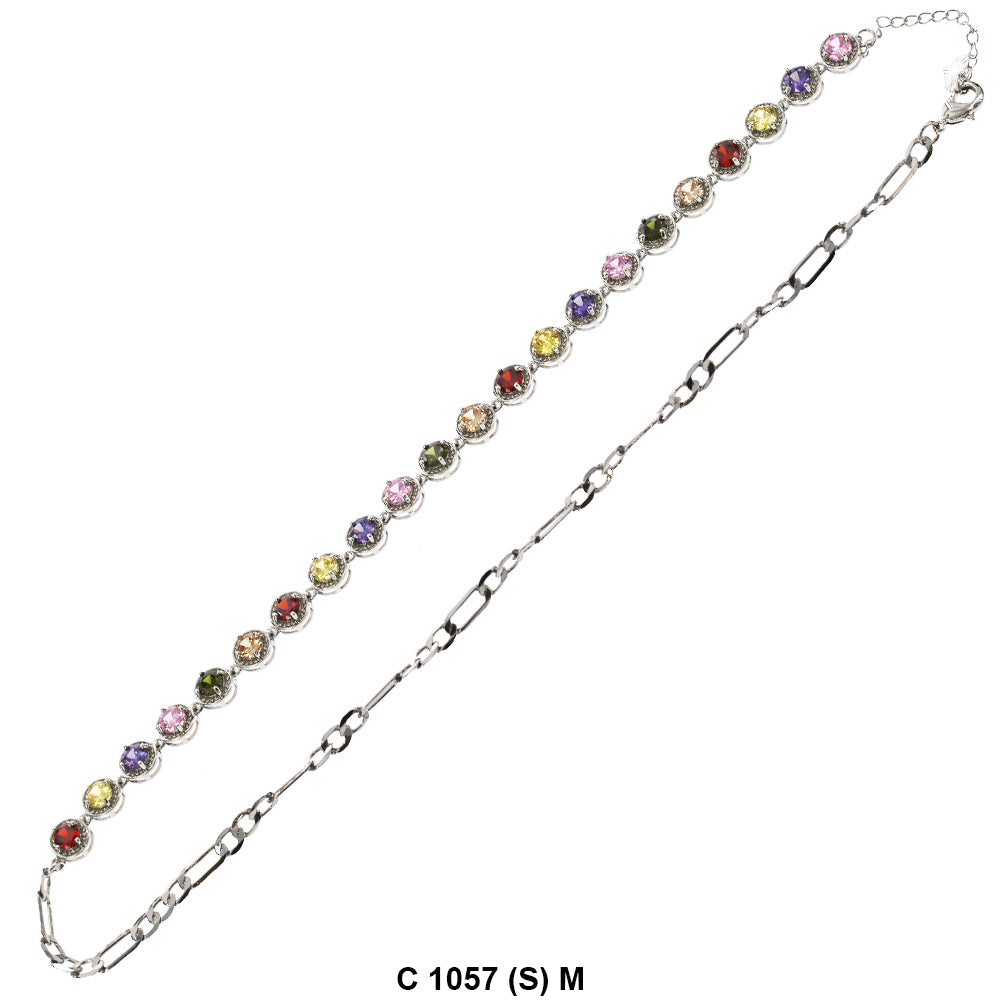 CZ Stones Chocker Chain Necklace C 1057 (S) M