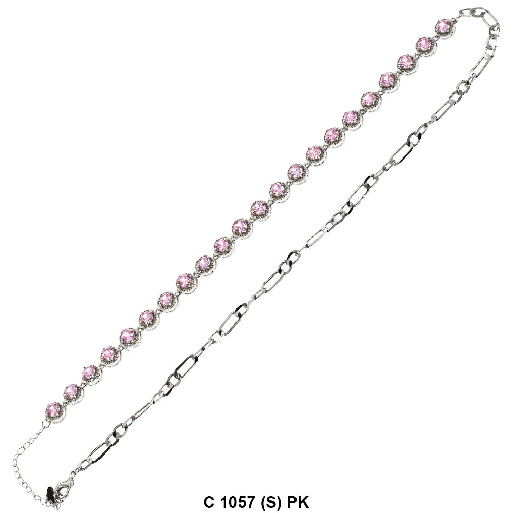 CZ Stones Chocker Chain Necklace C 1057 (S) PK