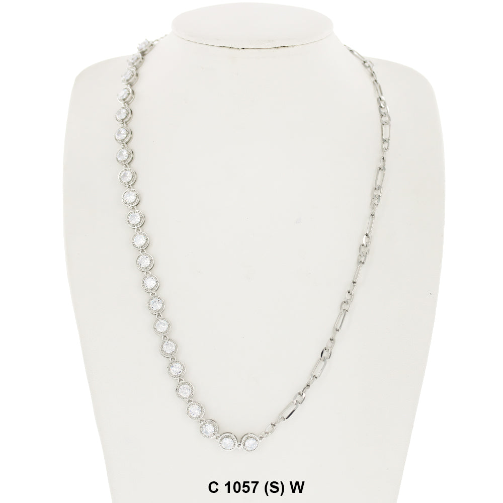 CZ Stones Chocker Chain Necklace C 1057 (S) W