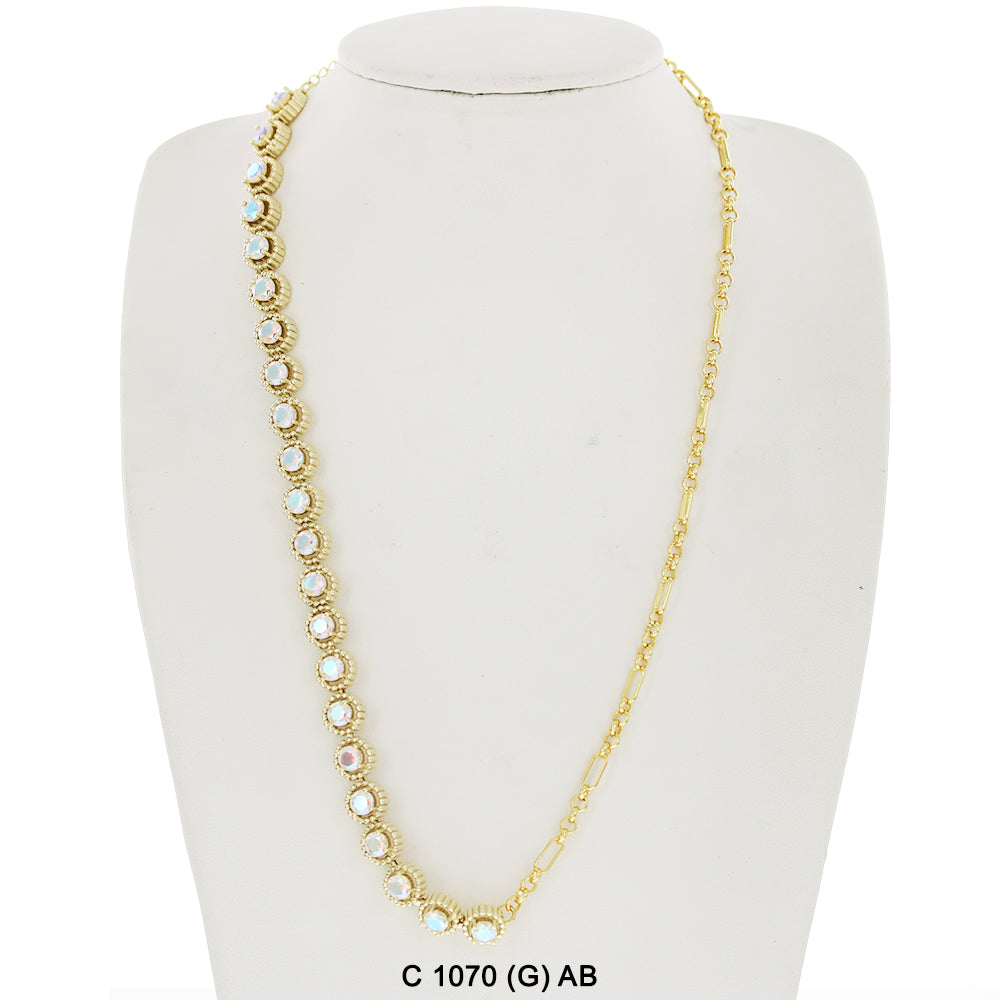 CZ Stones Chocker Chain Necklace C 1070 (G) AB