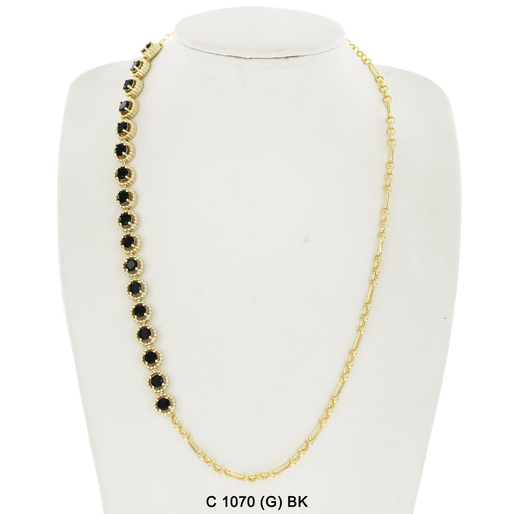 CZ Stones Chocker Chain Necklace C 1070 (G) BK