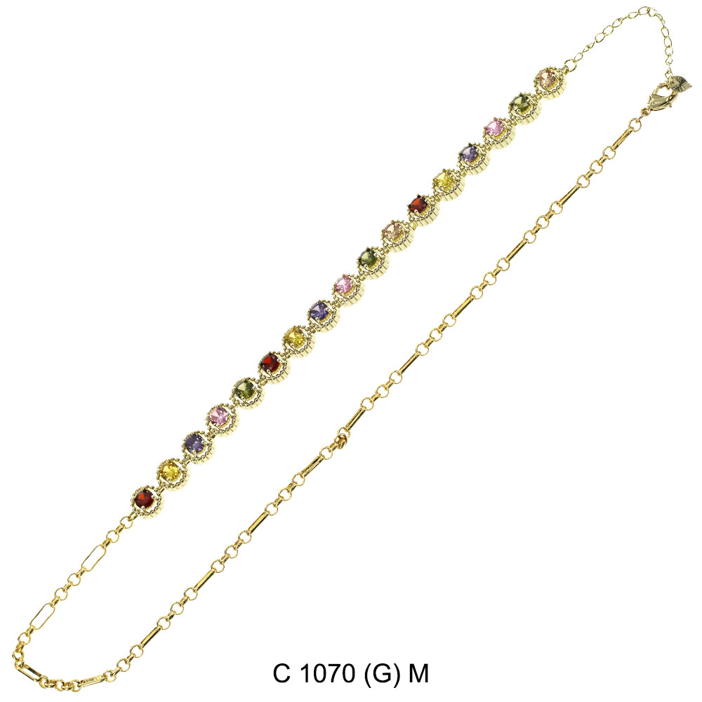 CZ Stones Chocker Chain Necklace C 1070 (G) M
