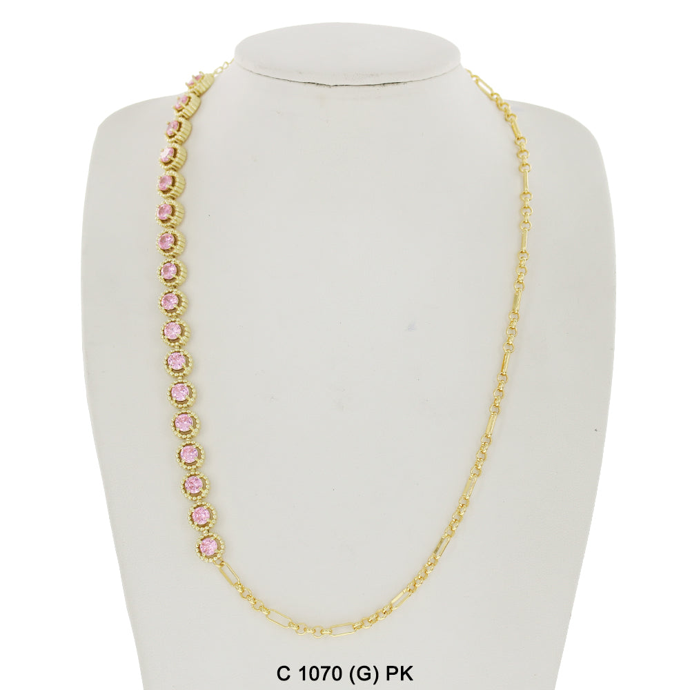 CZ Stones Chocker Chain Necklace C 1070 (G) PK