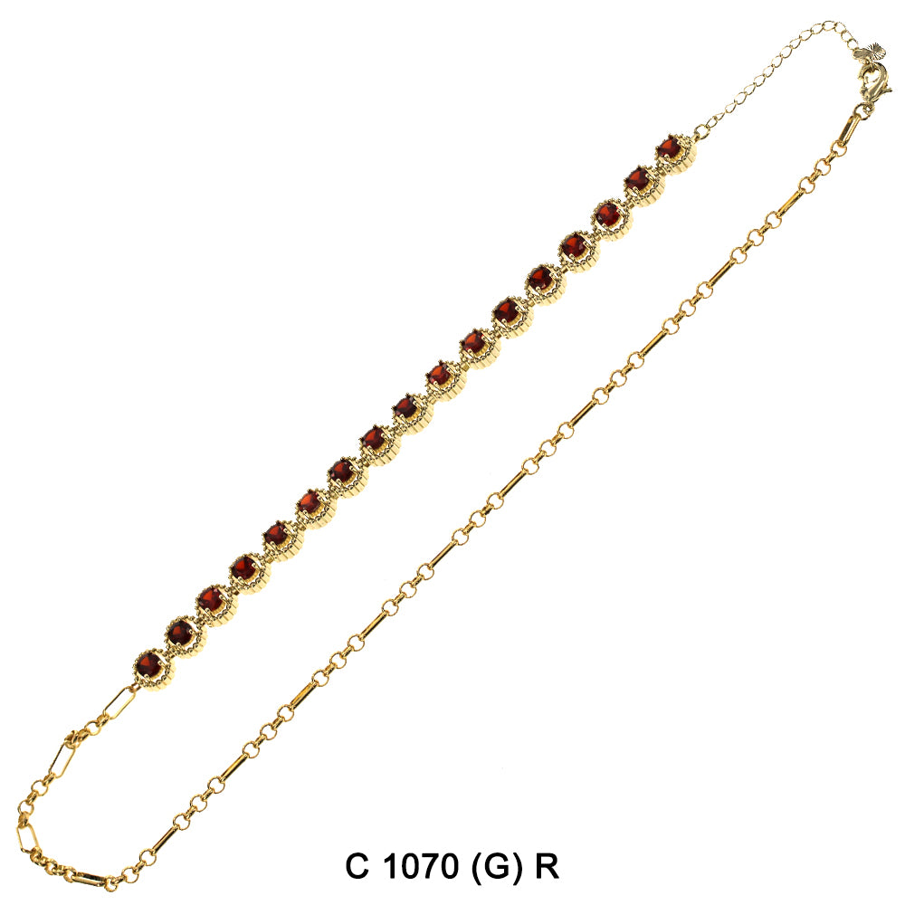 CZ Stones Chocker Chain Necklace C 1070 (G) R