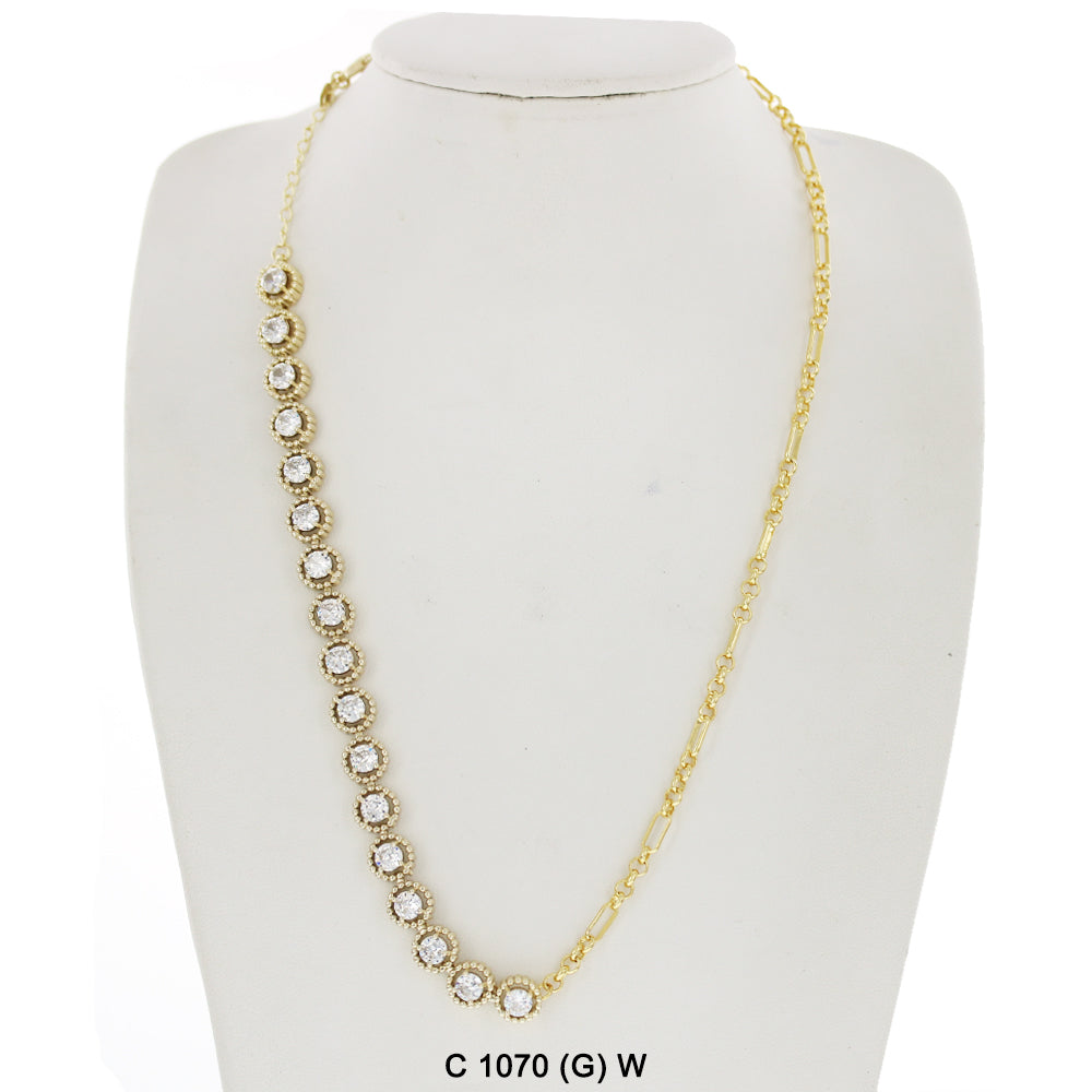 CZ Stones Chocker Chain Necklace C 1070 (G) W