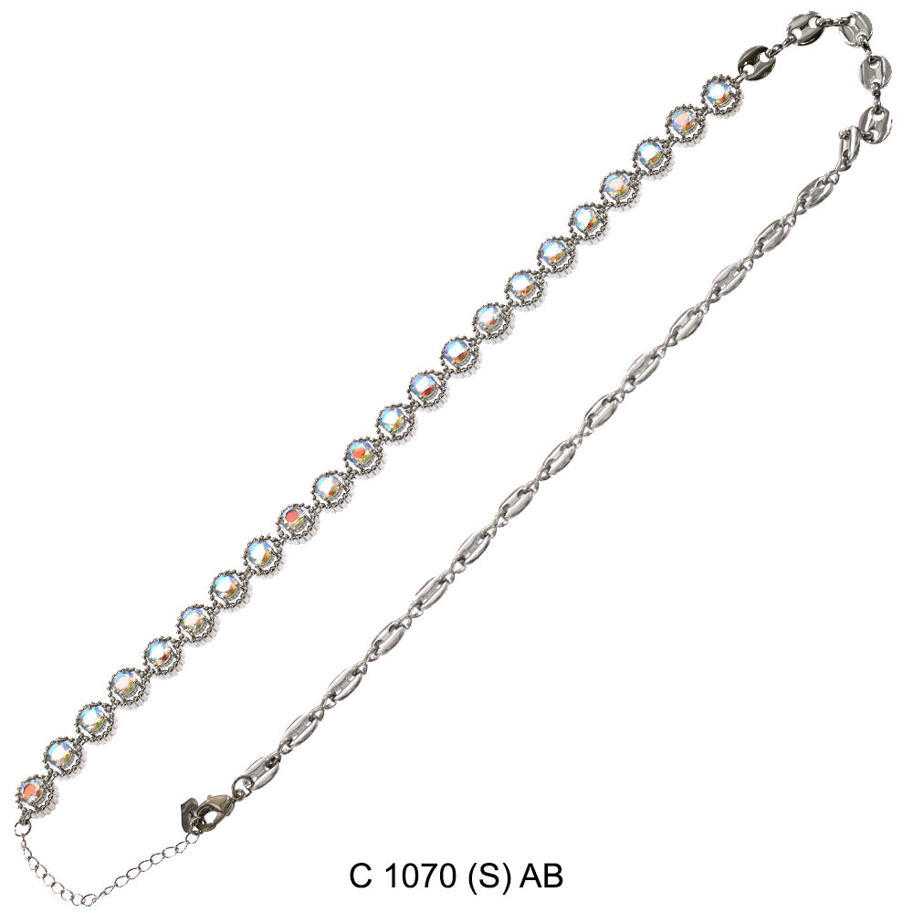 CZ Stones Chocker Chain Necklace C 1070 (S) AB