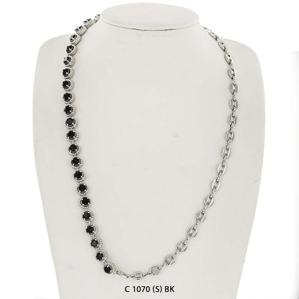 CZ Stones Chocker Chain Necklace C 1070 (S) BK