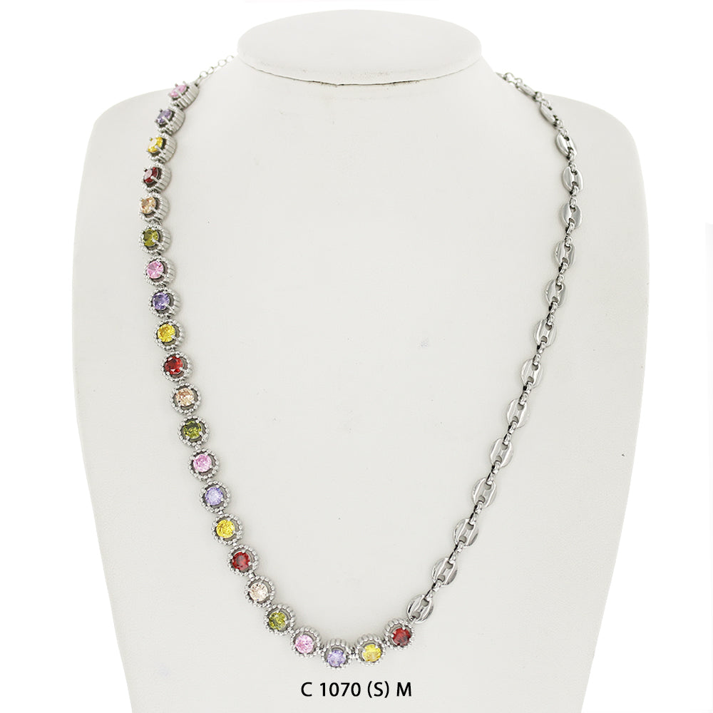 CZ Stones Chocker Chain Necklace C 1070 (S) M