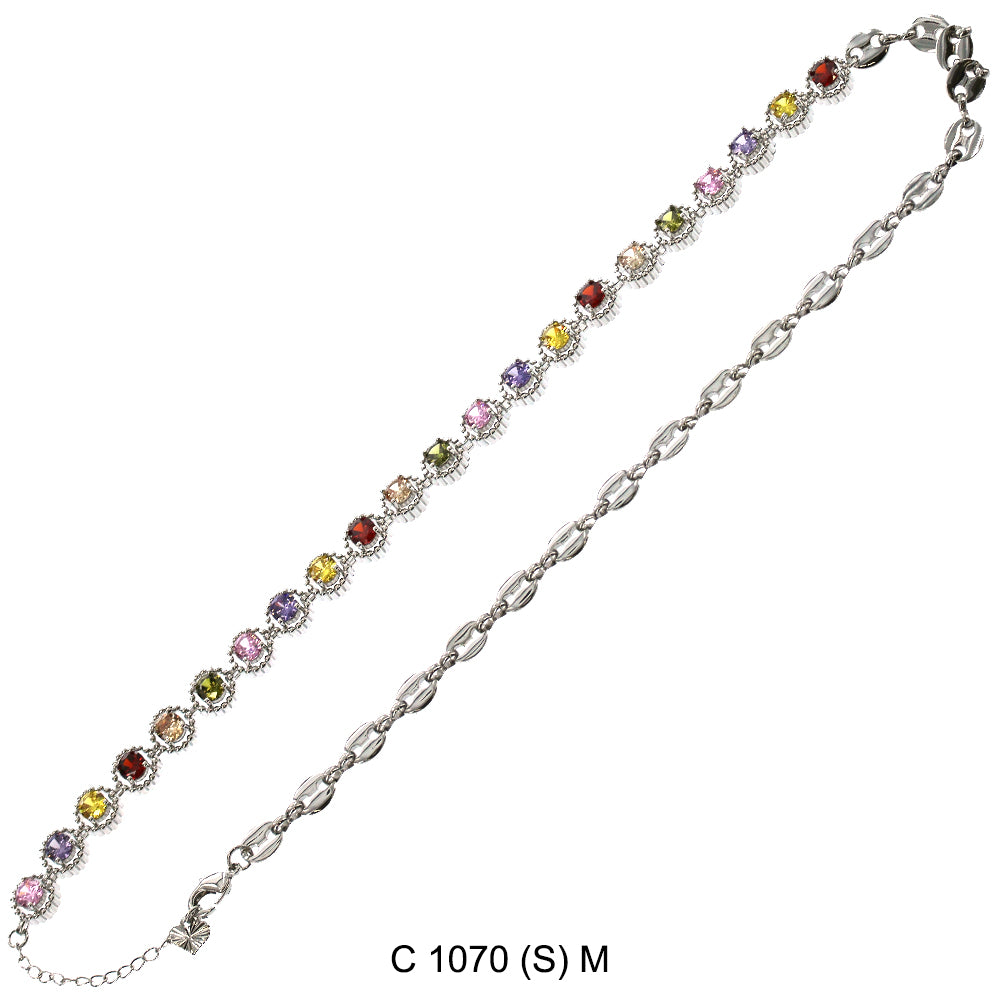 CZ Stones Chocker Chain Necklace C 1070 (S) M