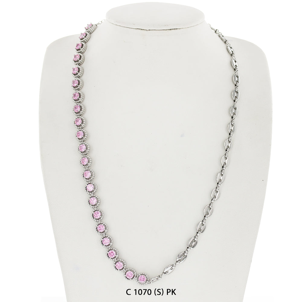 CZ Stones Chocker Chain Necklace C 1070 (S) PK