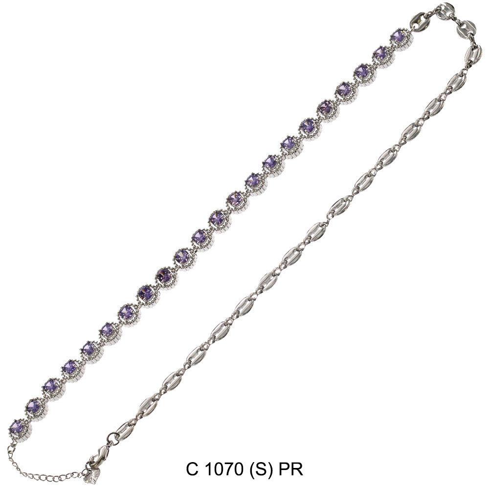 CZ Stones Chocker Chain Necklace C 1070 (S) PR