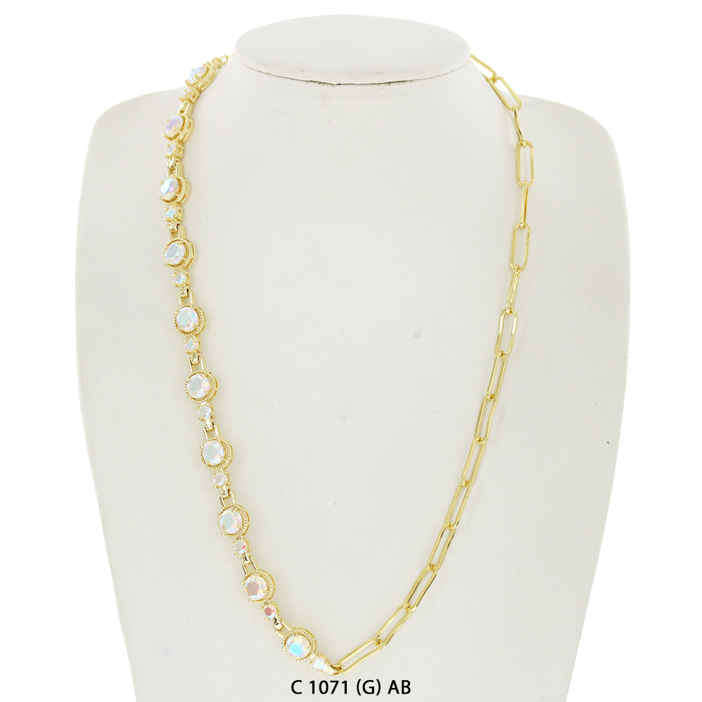 CZ Stones Chocker Chain Necklace C 1071 (G) AB