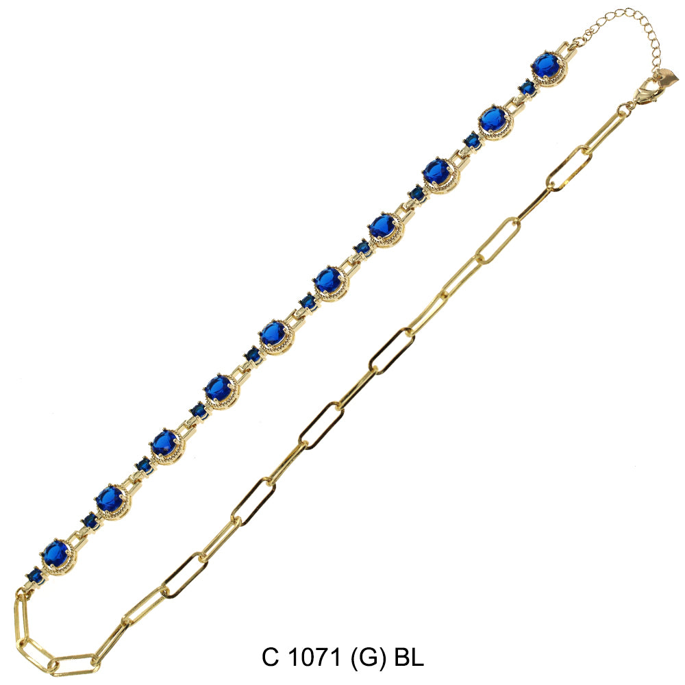 CZ Stones Chocker Chain Necklace C 1071 (G) BL