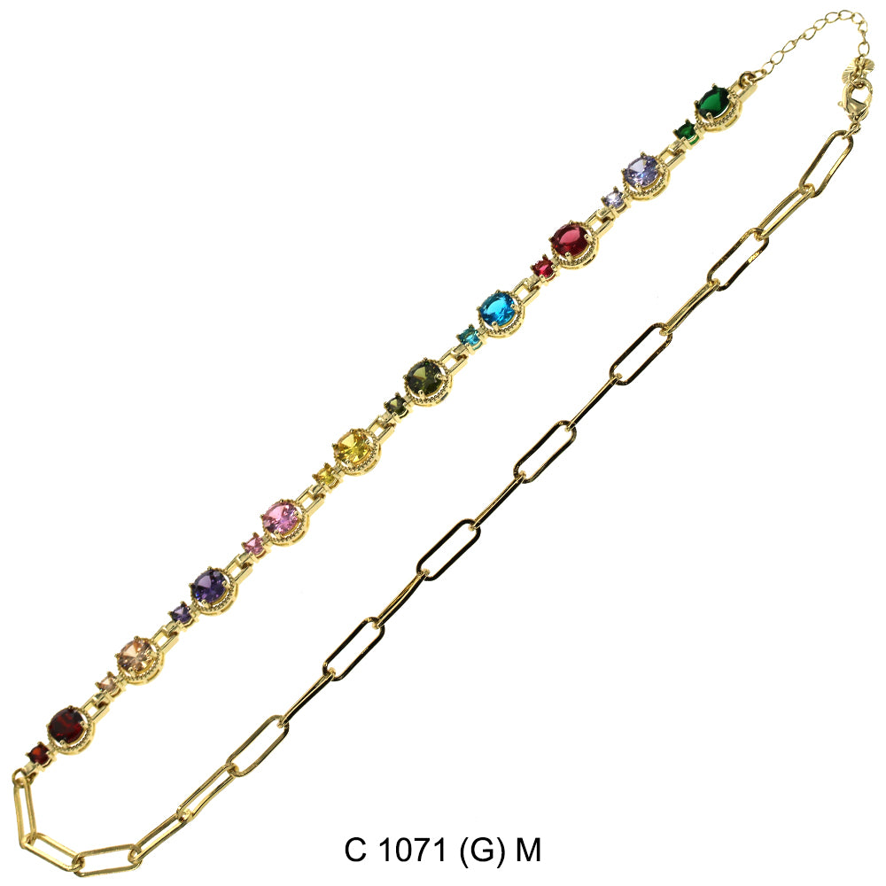 CZ Stones Chocker Chain Necklace C 1071 (G) M
