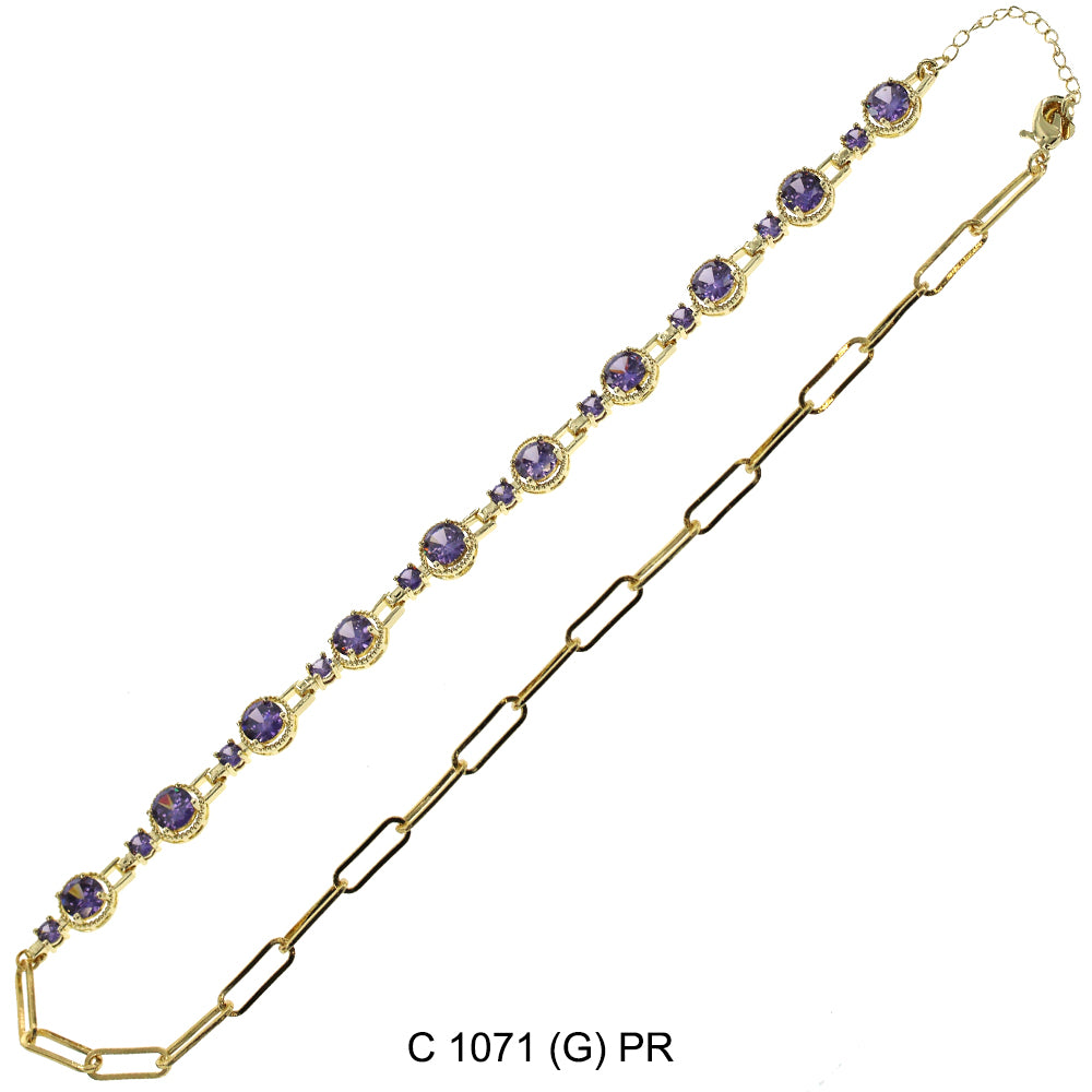 CZ Stones Chocker Chain Necklace C 1071 (G) PR