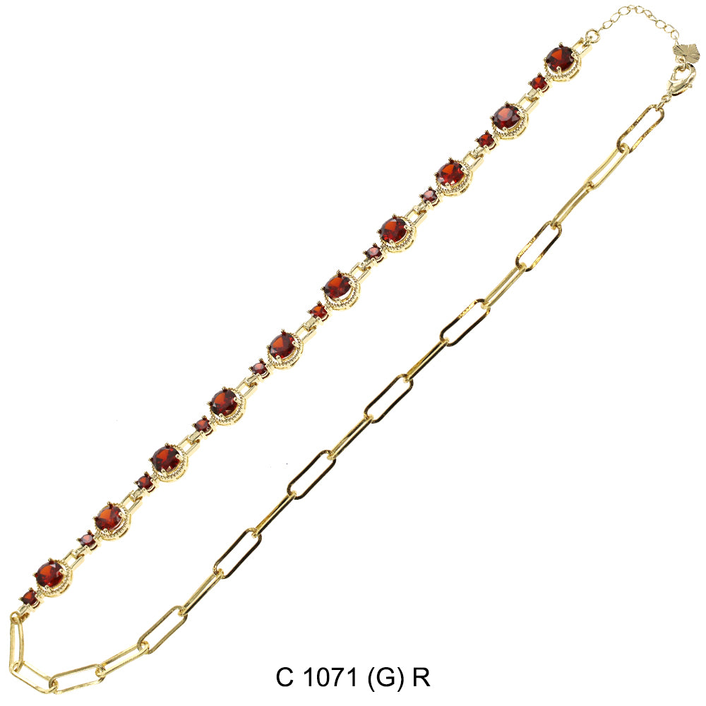 CZ Stones Chocker Chain Necklace C 1071 (G) R