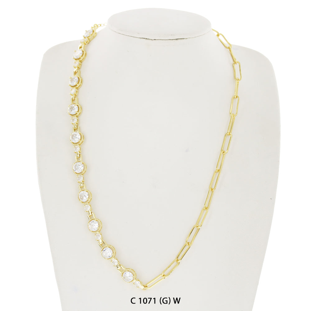 CZ Stones Chocker Chain Necklace C 1071 (G) W