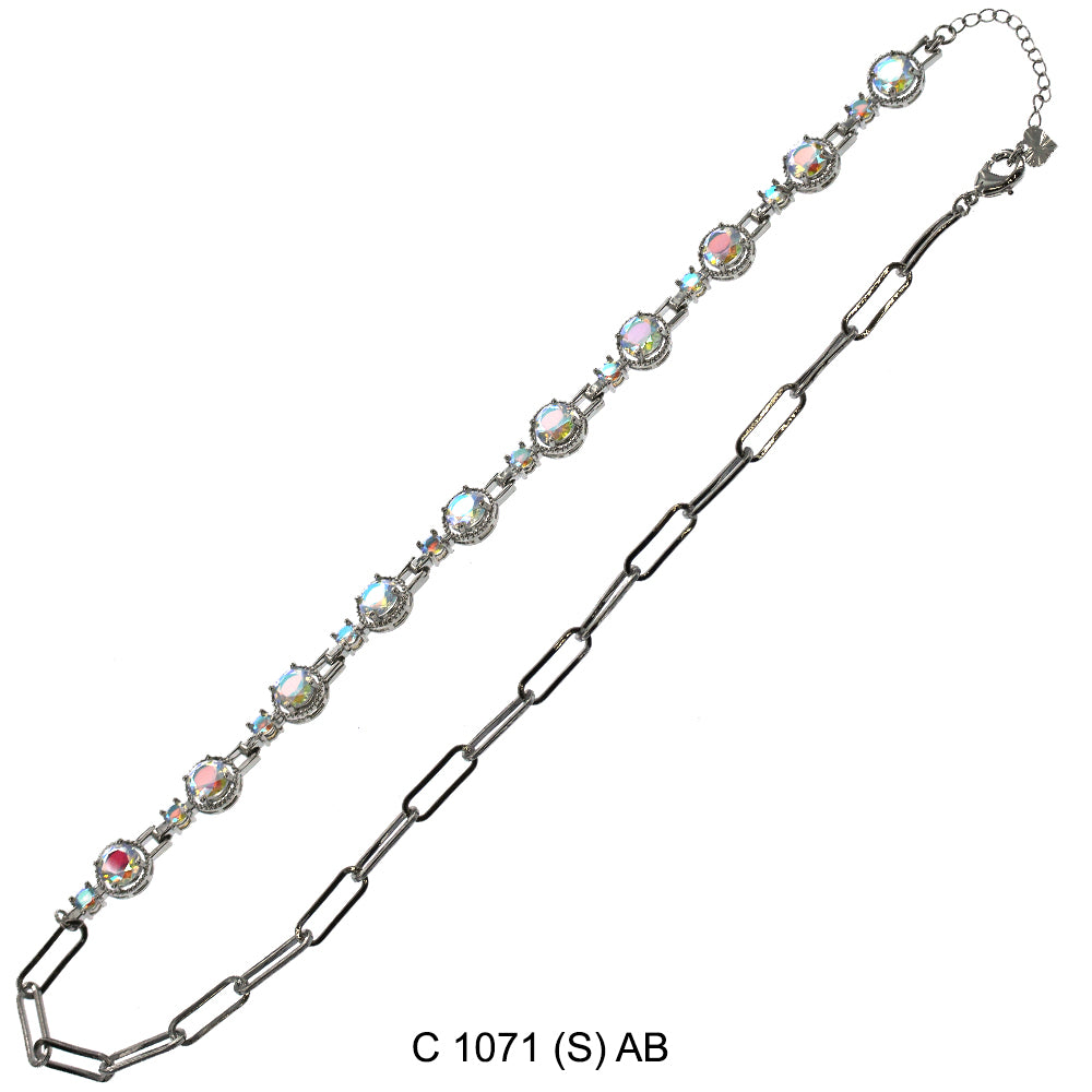 CZ Stones Chocker Chain Necklace C 1071 (S) AB